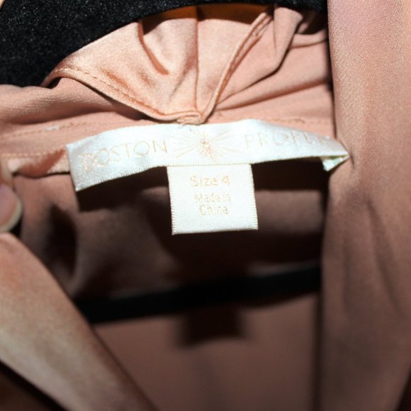 BOSTON PROPER Brown Tan Gold Satin V-Neck Top 4 - Picture 5 of 6